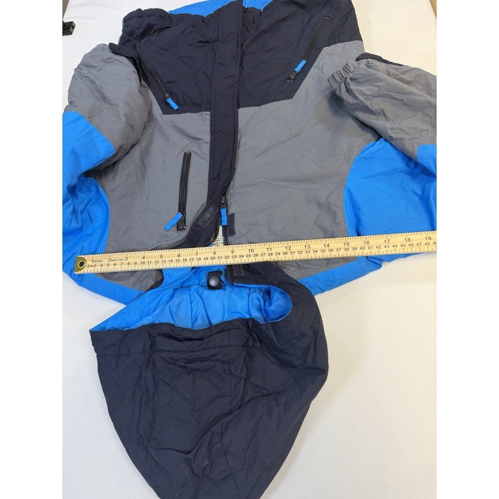 The Children's Place Boys L Puffer Jacket Hooded Insulated Colorblock Blue Zip - Picture 2 of 11